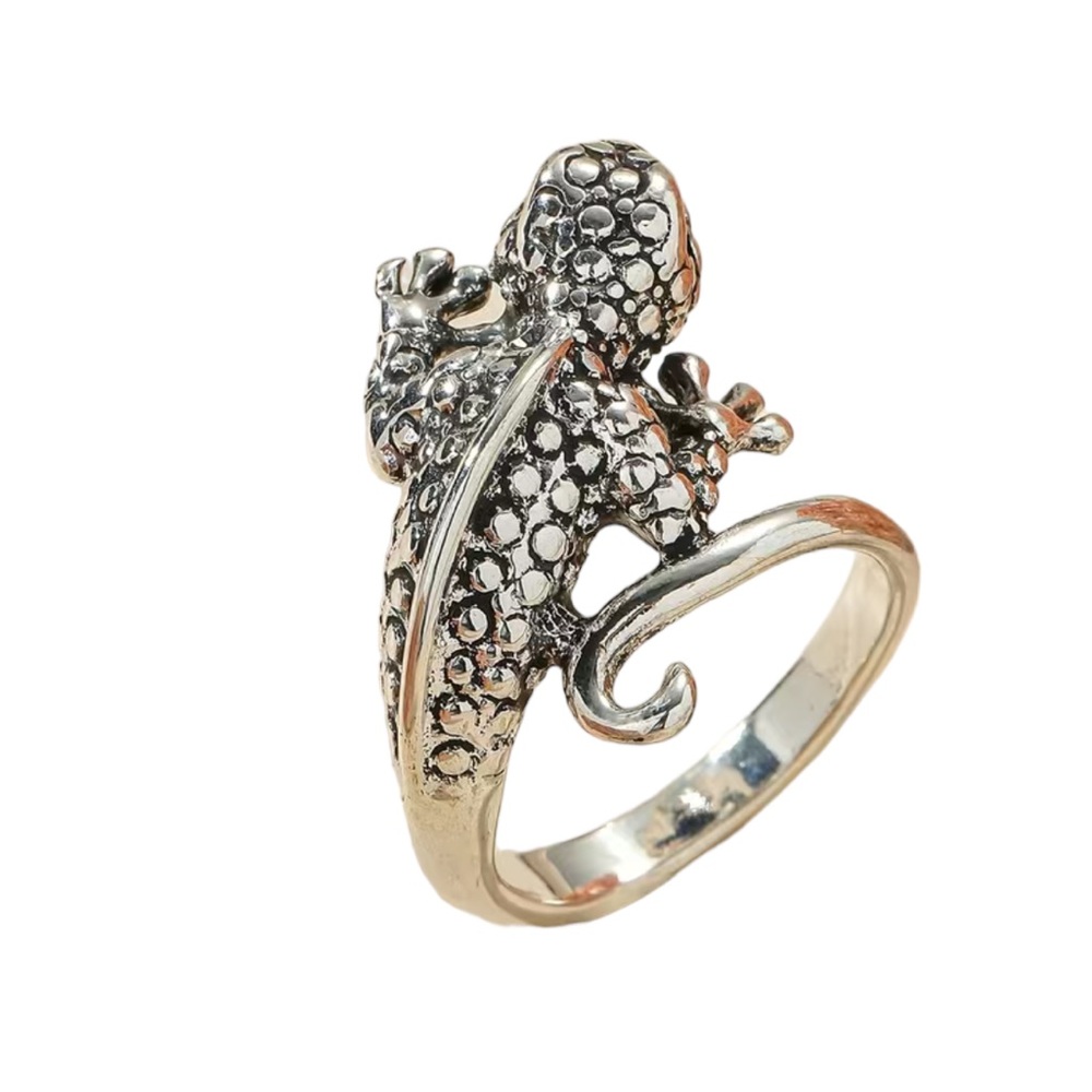 Silver Textured Lizard Wrap Ring
